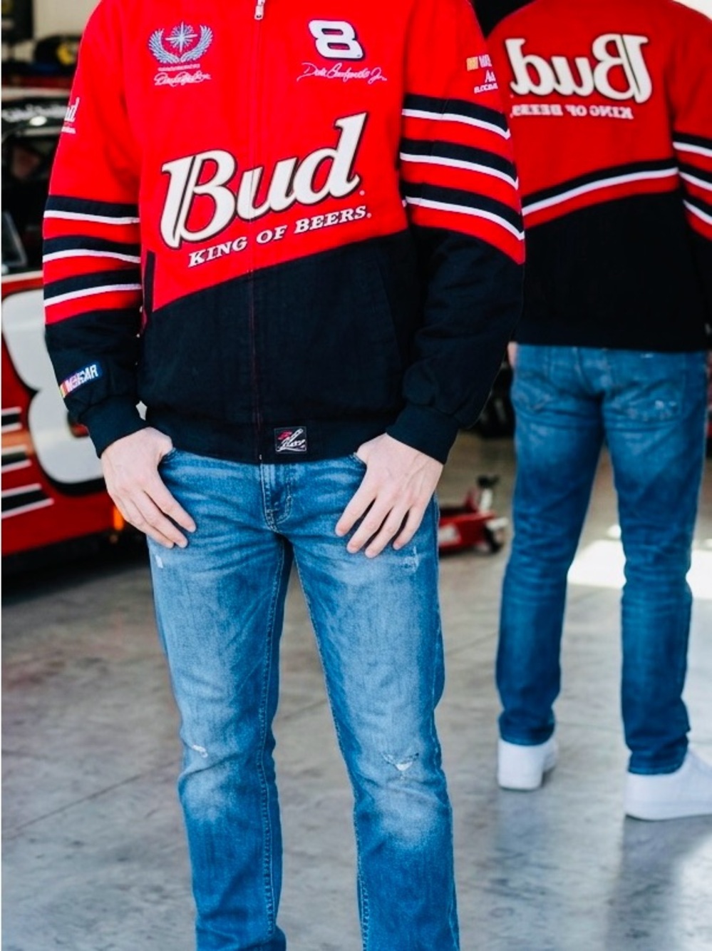 Chase Authentics Dale Earnhardt Jr.  Red & Black Bud Racing Jacket